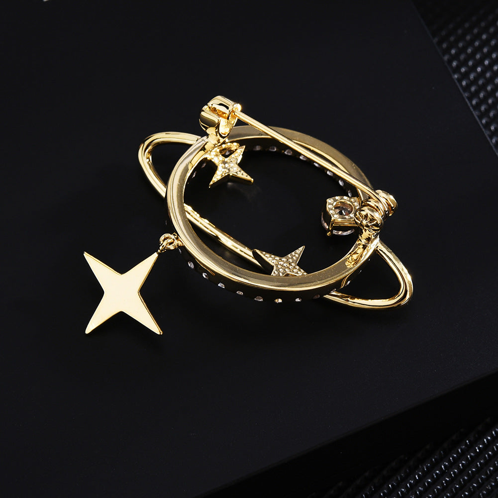 Planet Zircon Gold Brooch