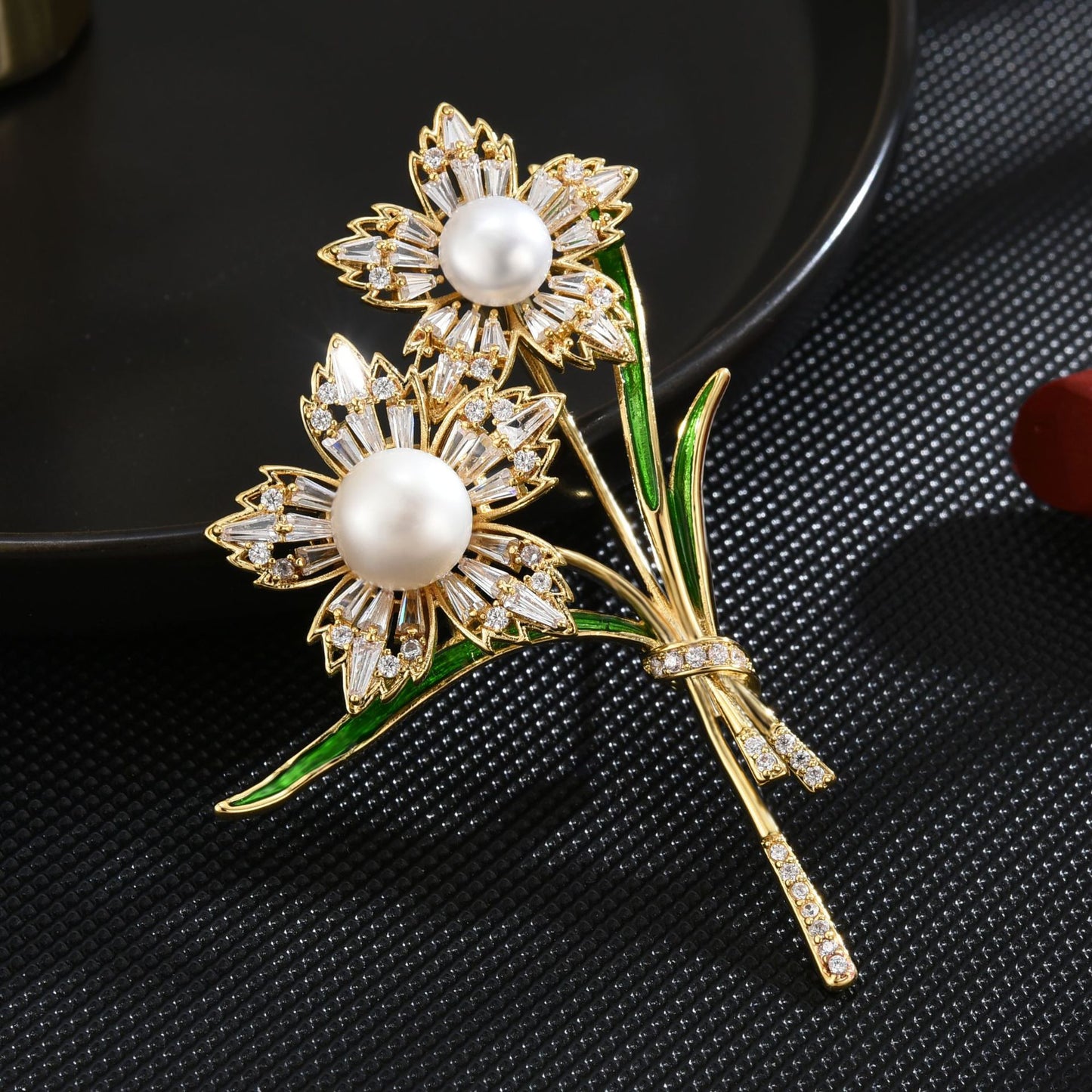 Freshwater Pearl Micro Zircons Flower Brooch