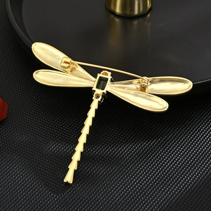 Emerald Gold Dragonfly Brooch