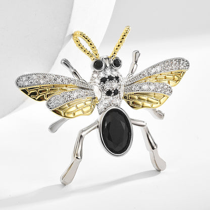 Classic Black Crystal Insect Brooch