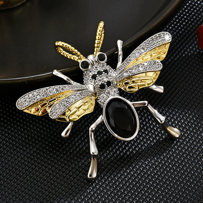 Classic Black Crystal Insect Brooch