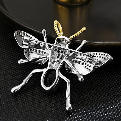 Classic Black Crystal Insect Brooch