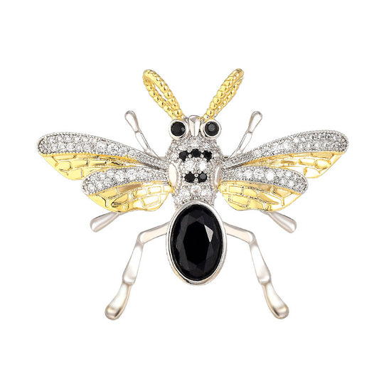 Classic Black Crystal Insect Brooch