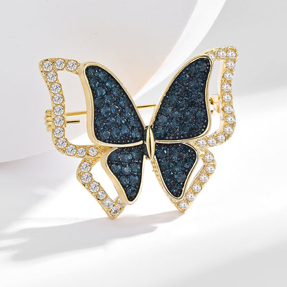 Zircon Sapphire Butterfly Brooch