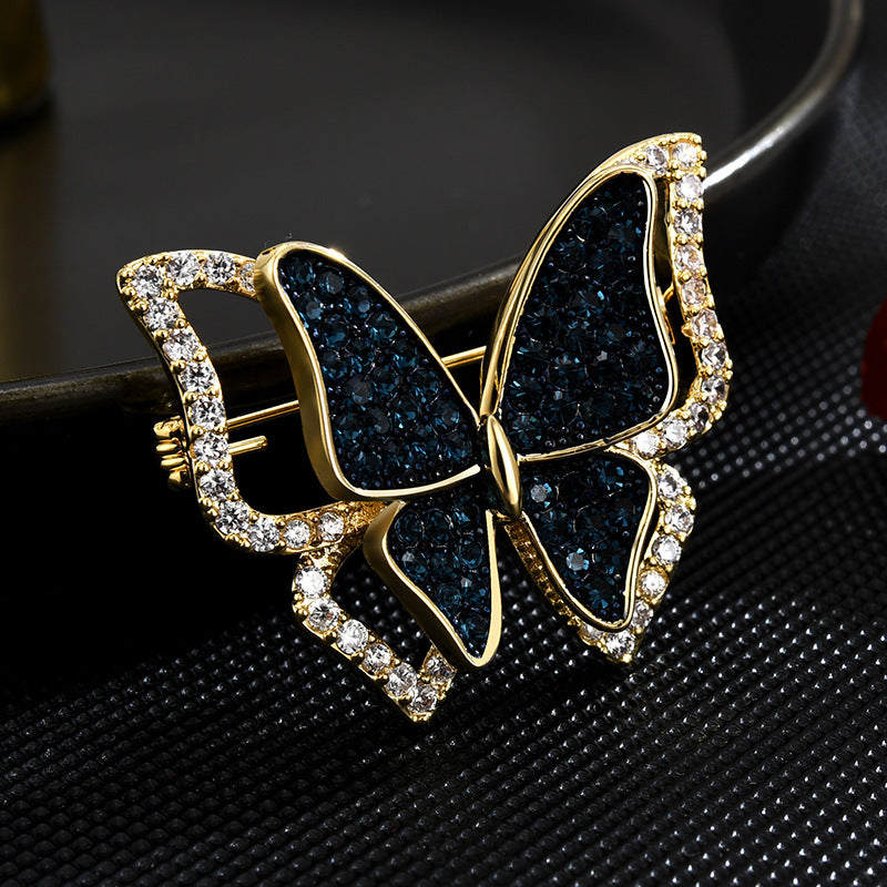 Zircon Sapphire Butterfly Brooch