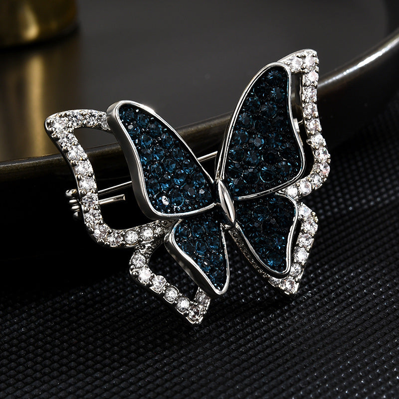 Zircon Sapphire Butterfly Brooch