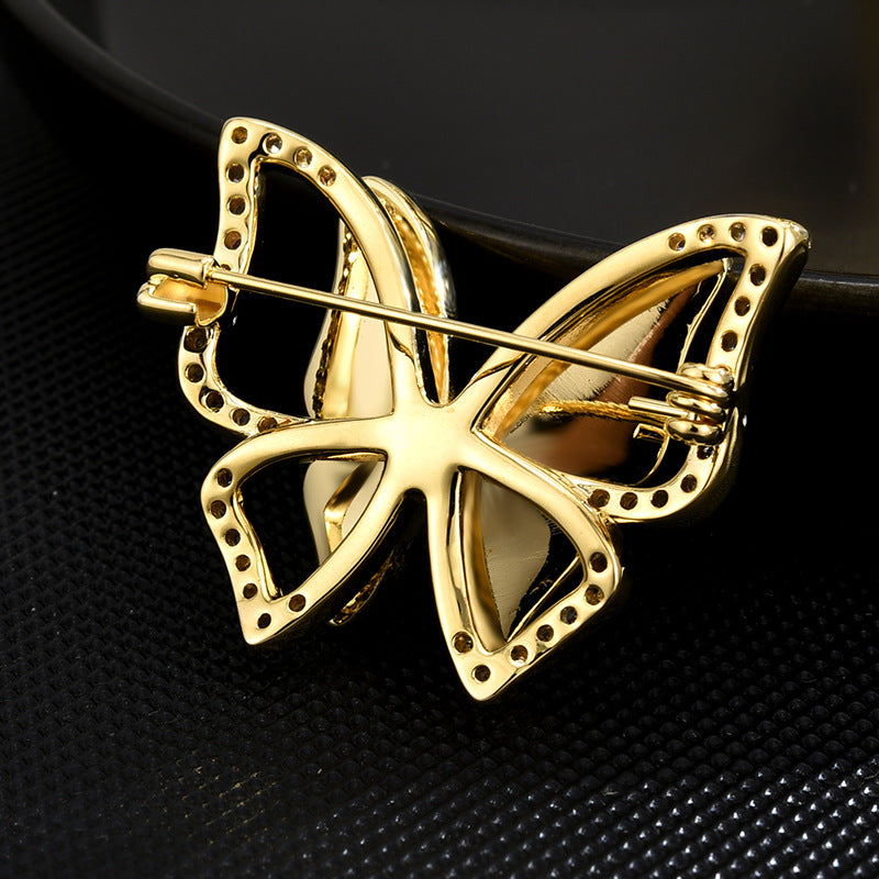 Zircon Sapphire Butterfly Brooch