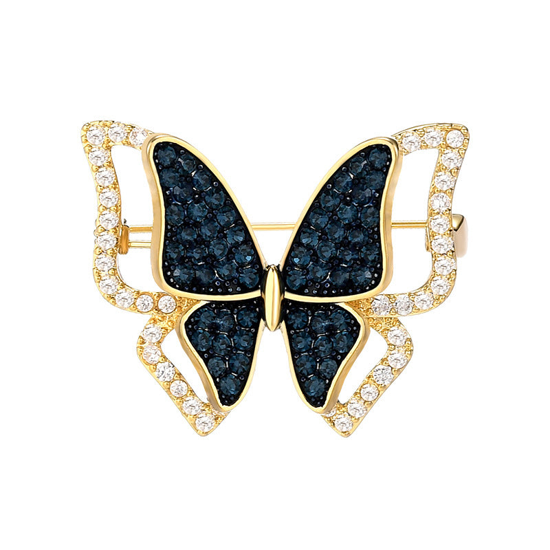 Zircon Sapphire Butterfly Brooch