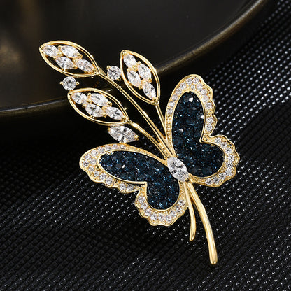 Classic Crystal Butterfly Wheat Brooch