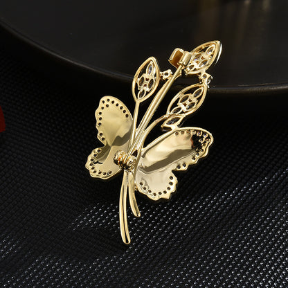 Classic Crystal Butterfly Wheat Brooch