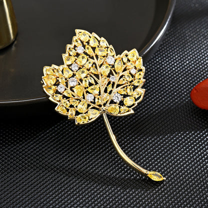 Crystal Maple Leaf Brooch