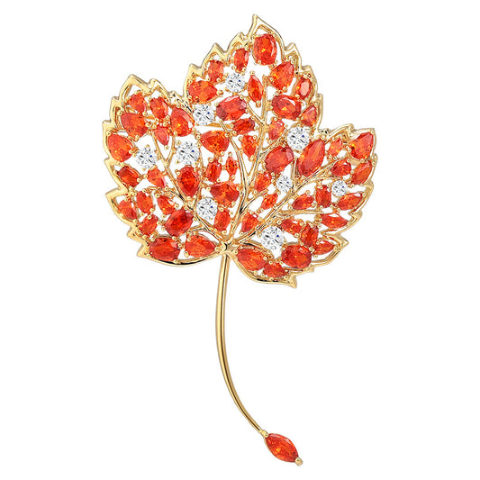 Crystal Maple Leaf Brooch