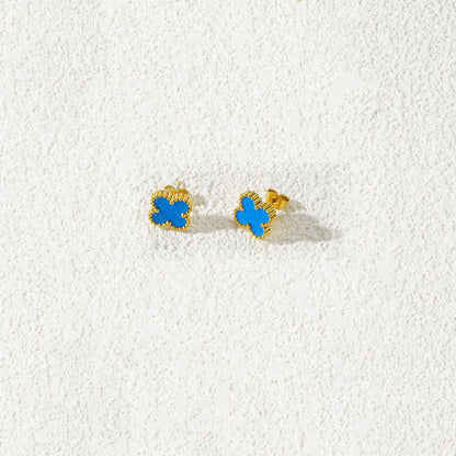 Blue Clover Mother of Pearl Stud Earrings