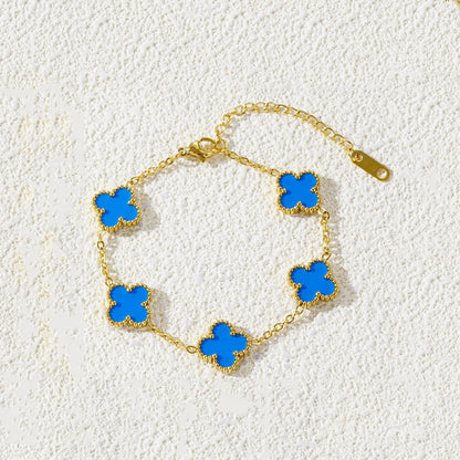 Fritillaria Mother of Pearl Clover bracelet Blue