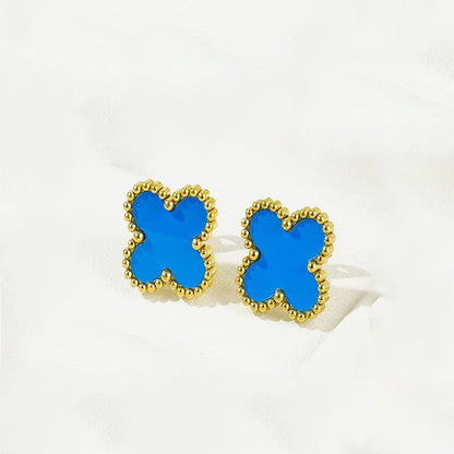 Blue Clover Mother of Pearl Stud Earrings