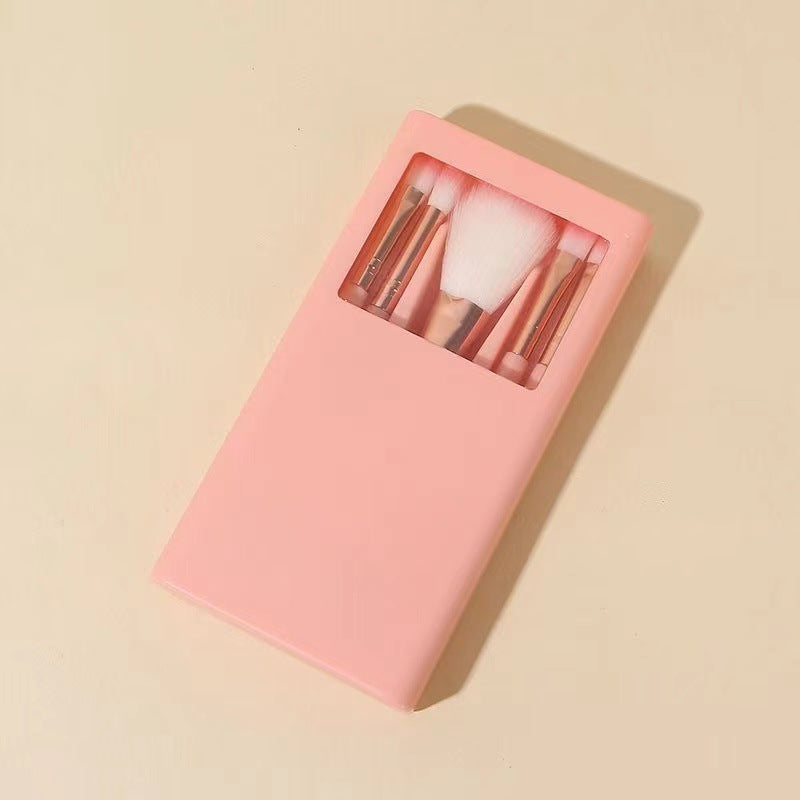 Bright Pink 5 mini Makeup Brushes Travel Set