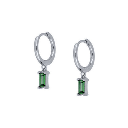 Basic Emerald Baguette Huggie Earrings