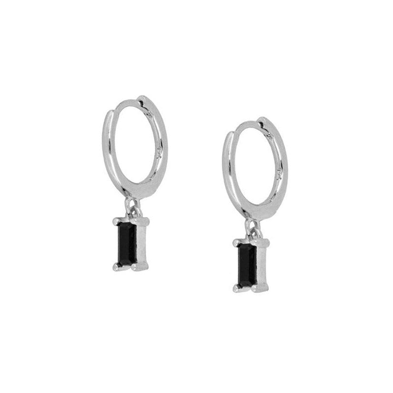 Basic Black Baguette Huggie Earrings