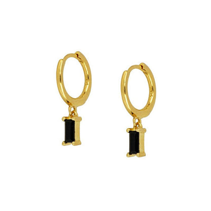 Basic Black Baguette Huggie Earrings