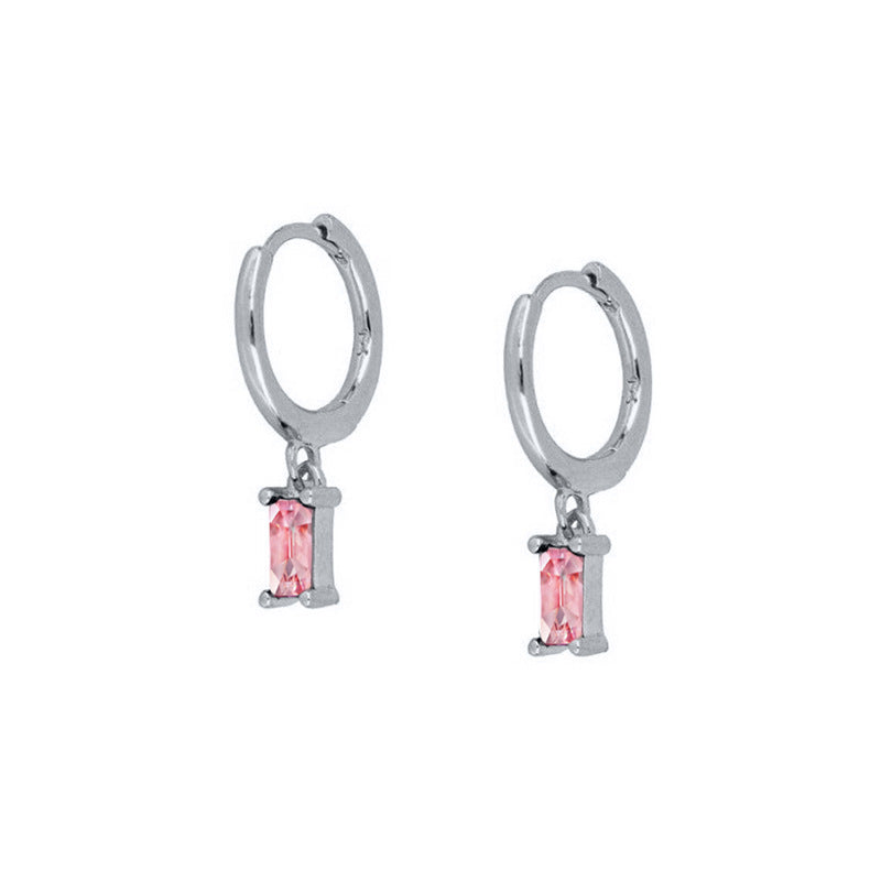 Basic Pink Baguette Huggie Earrings