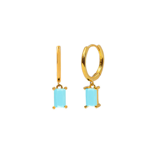 Basic Light Blue Baguette Huggie Earrings