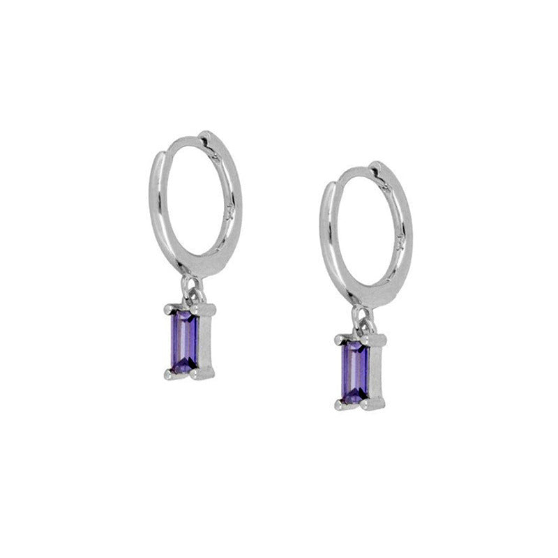 Basic Purple Baguette Huggie Earrings