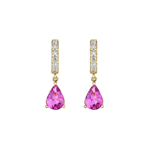 Classic Purple Teardrop Sapphire Huggie Earrings