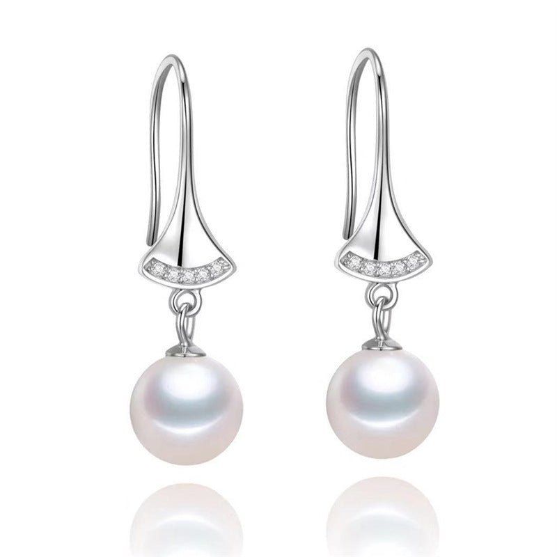 Freshwater Pearl Drop Skirt Shape Hoop Earrings