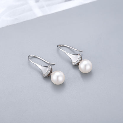 Freshwater Pearl Drop Skirt Shape Hoop Earrings