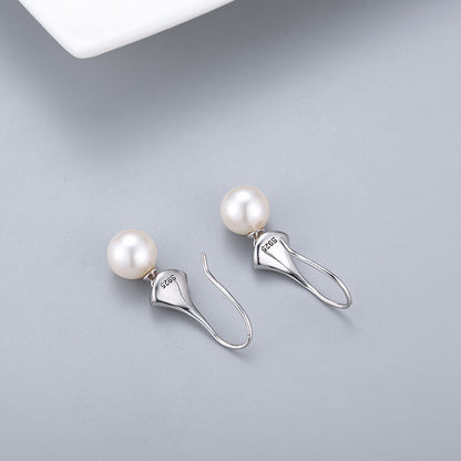 Freshwater Pearl Drop Skirt Shape Hoop Earrings