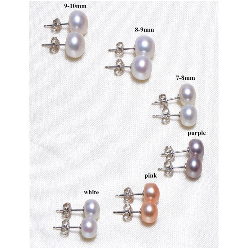 Black Round Freshwater Pearl Stud Earrings