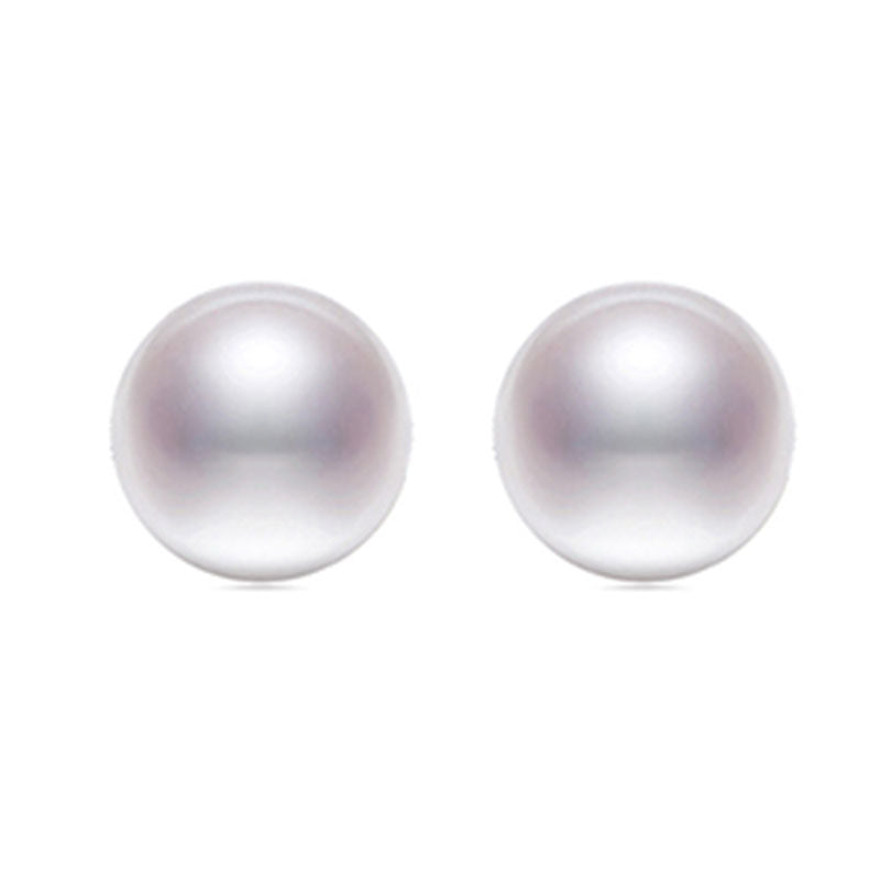 White Round Freshwater Pearl Stud Earrings