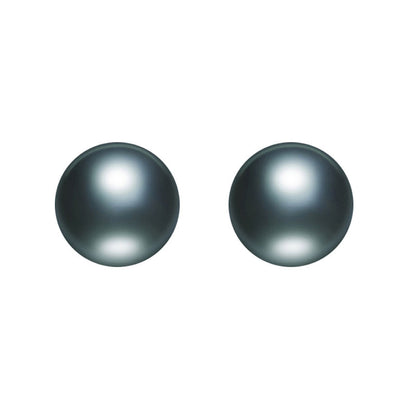 Black Round Freshwater Pearl Stud Earrings