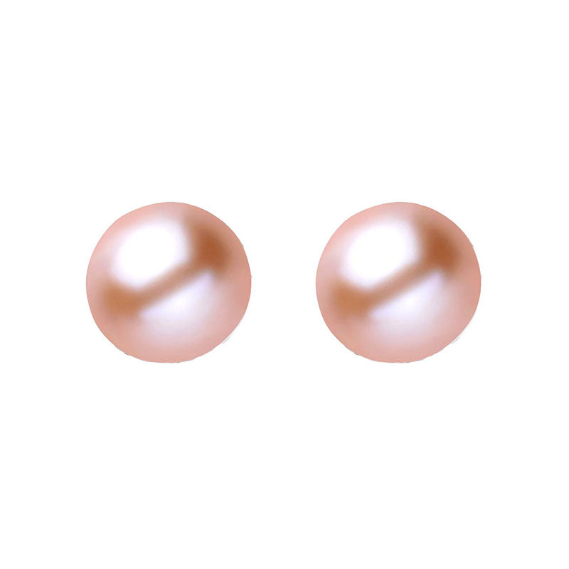 Pink Round Freshwater Pearl Stud Earrings