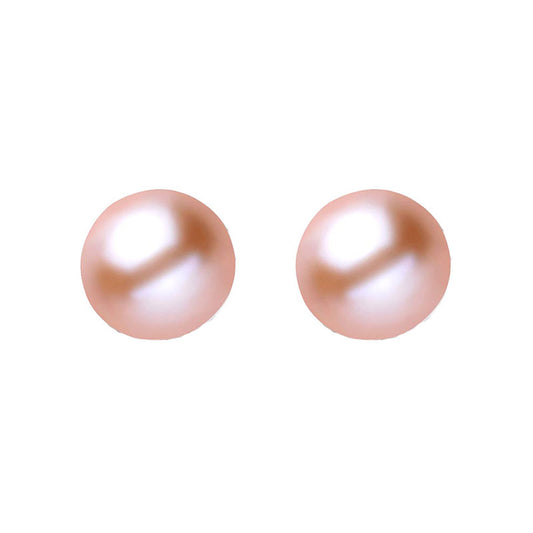 Pink Round Freshwater Pearl Stud Earrings