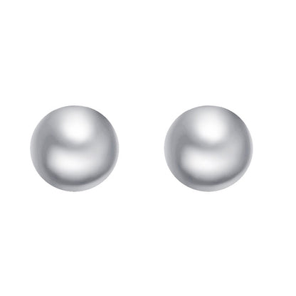 Gray Round Freshwater Pearl Stud Earrings