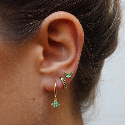 Emerald Clover Sapphire Hoop Odd Earrings (3 pieces)