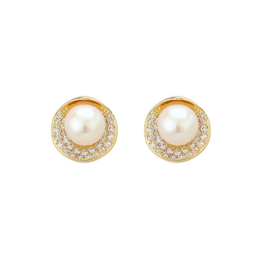 Celestial Micropave Zirconia and Freshwater Pearl Earrings