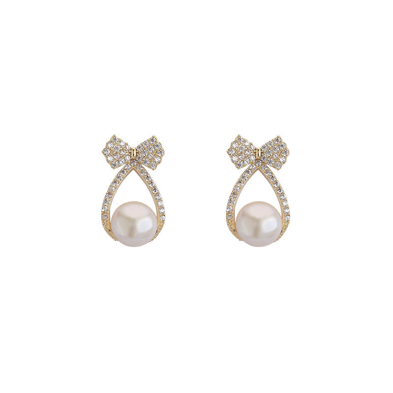 Meteor Shower Zirconia Freshwater Pearl Earrings