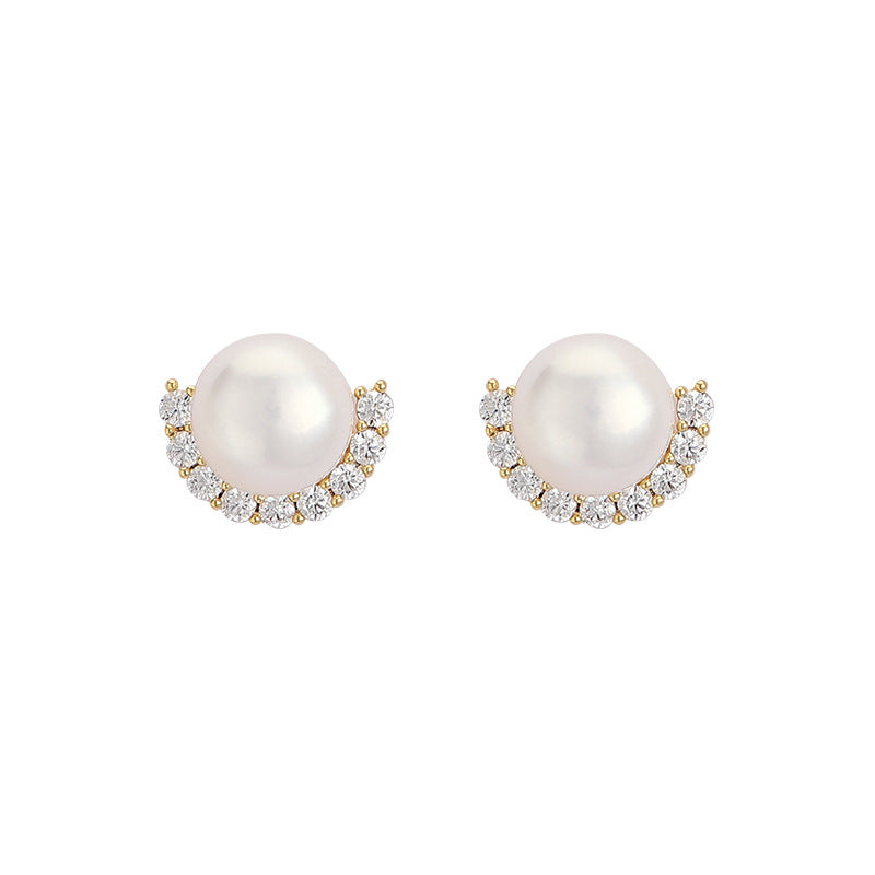 Twilight Zirconia-Accented Freshwater Pearl Earrings