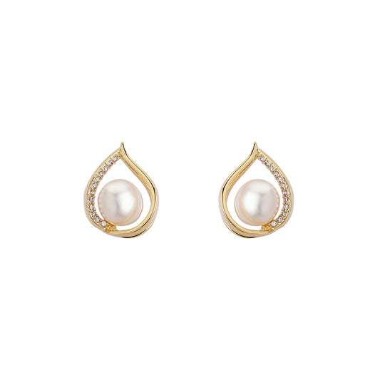 Comet Trail Zirconia Freshwater Pearl Earrings