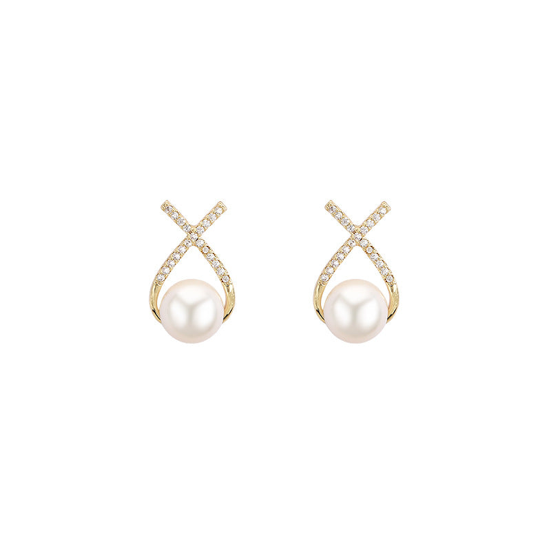 Heavenly Micropave Zirconia and Freshwater Pearl Earrings