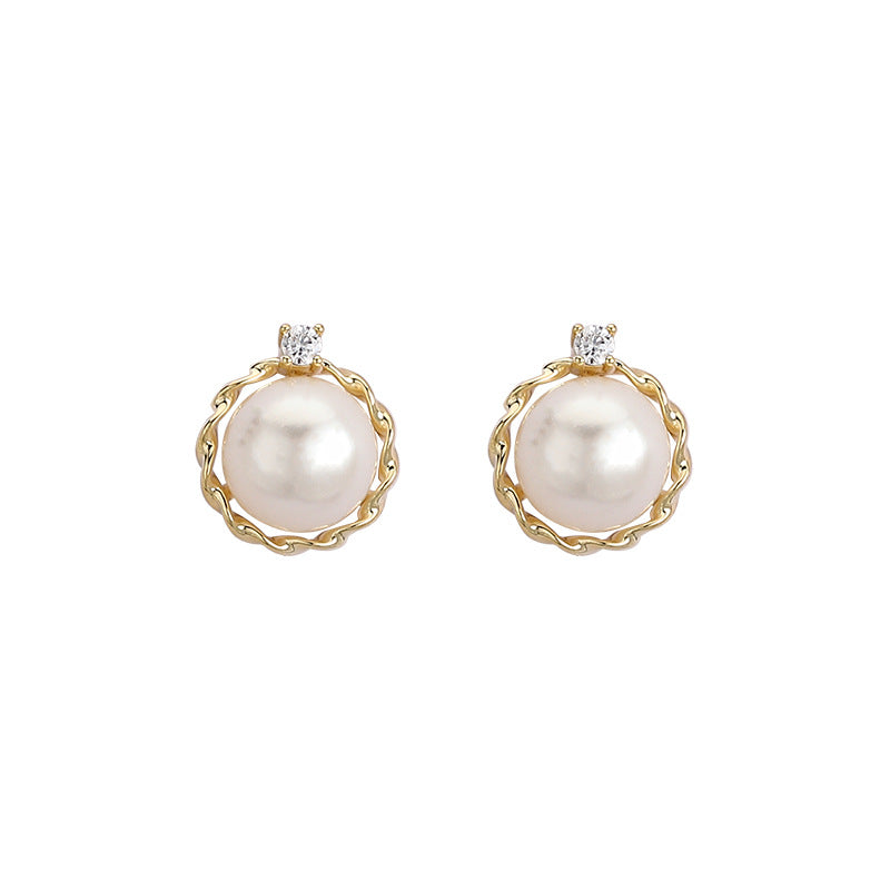 Moonbeam Zirconia and Freshwater Pearl Earrings