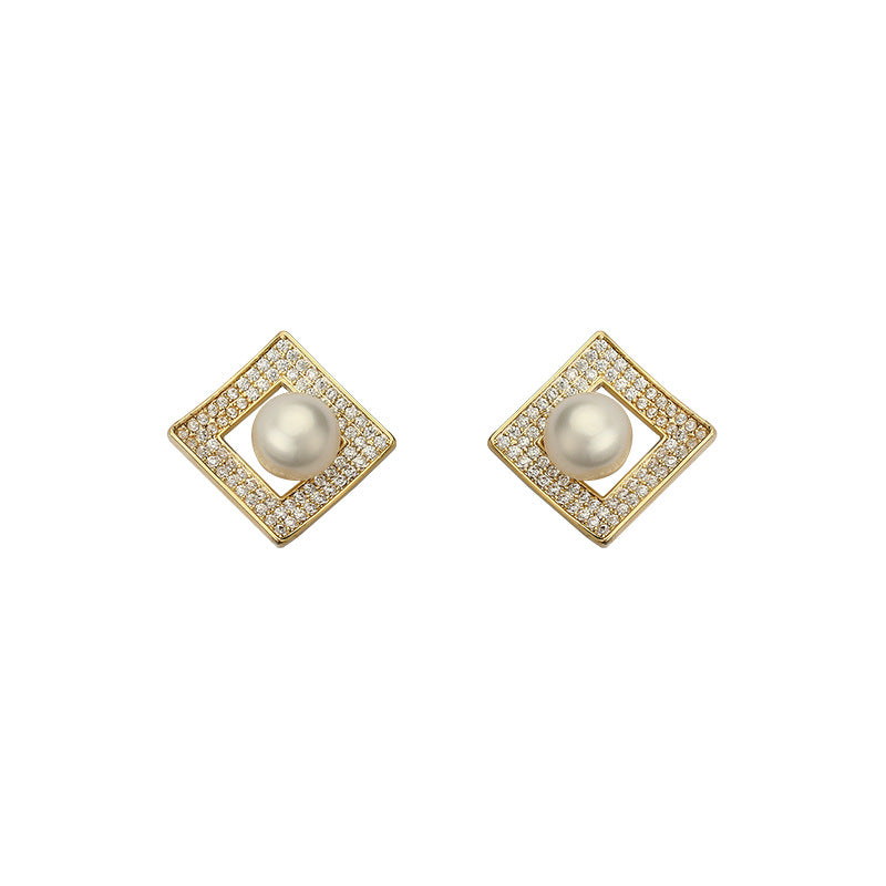 Orbit Micropave Zirconia and Freshwater Pearl Earrings