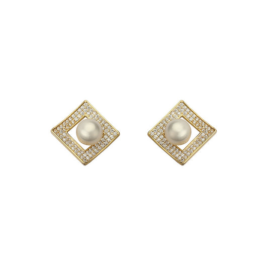 Orbit Micropave Zirconia and Freshwater Pearl Earrings