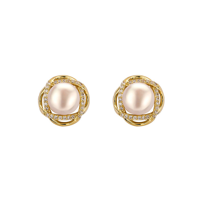 Stellar Zirconia and Freshwater Pearl Earrings