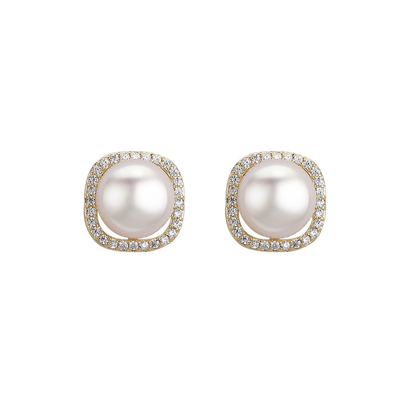 Starburst Micropave Zirconia and Pearl Earrings