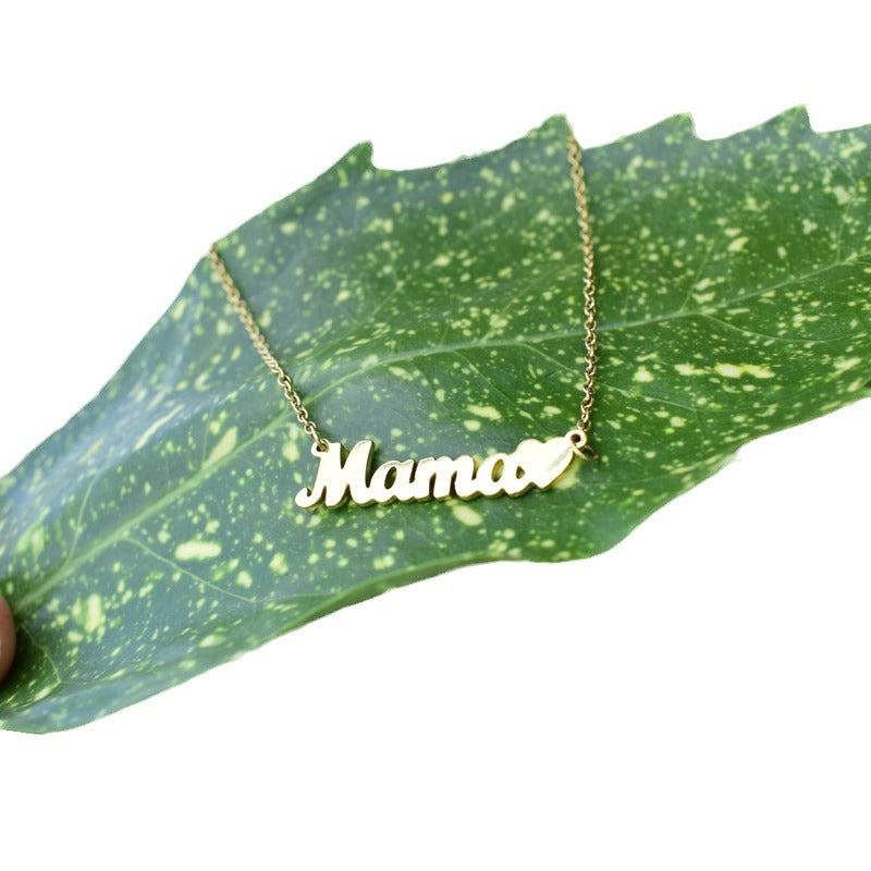 MAMA LOVE Heart Block Name Necklace