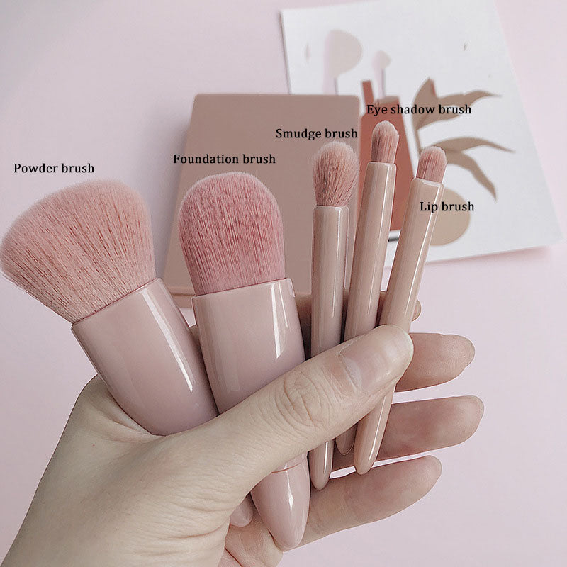 Travel Makeup Brushes with Mirror 5 mini Set