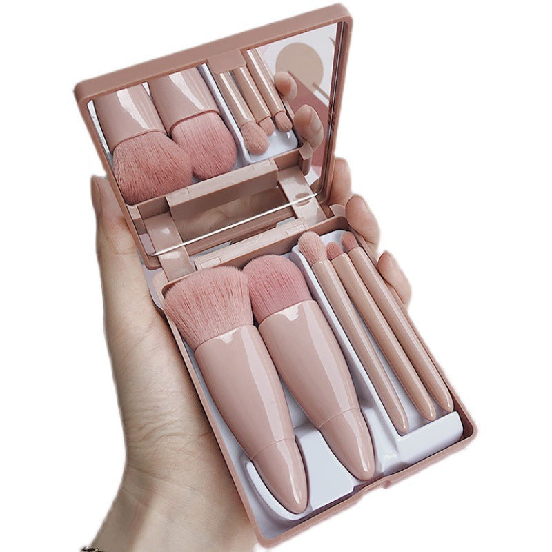 Travel Makeup Brushes with Mirror 5 mini Set